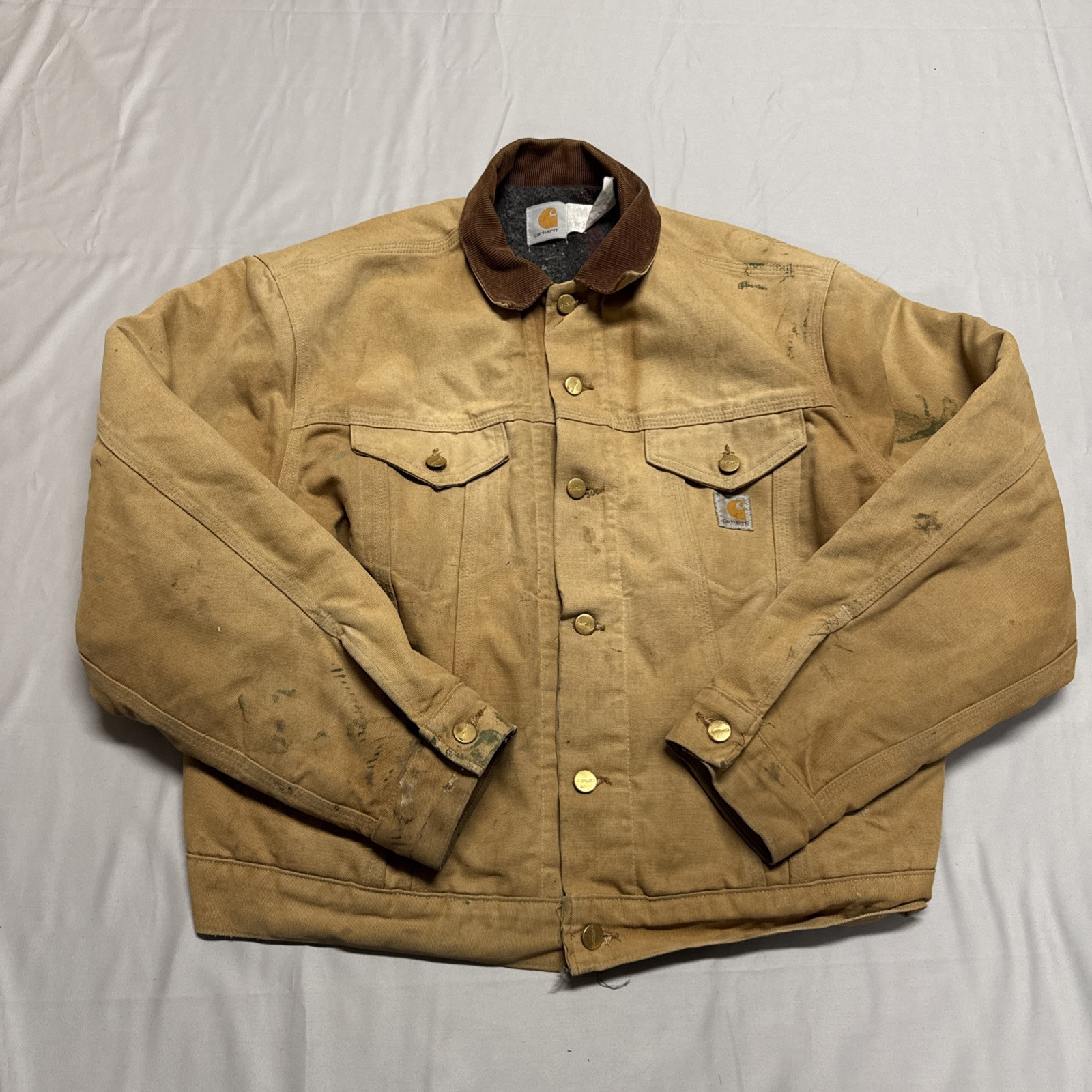 Vintage Carhartt Blanket Lined Trucker Jacket J09 BRN 44 Union USA Distressed  | eBay | eBay US