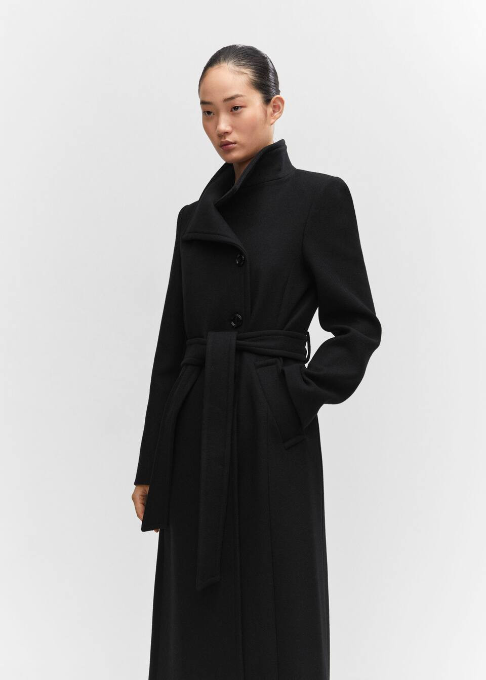 Woolen coat with belt | MANGO (US)