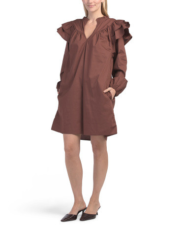 Prissy Poplin Ruffle Mini Dress | TJ Maxx