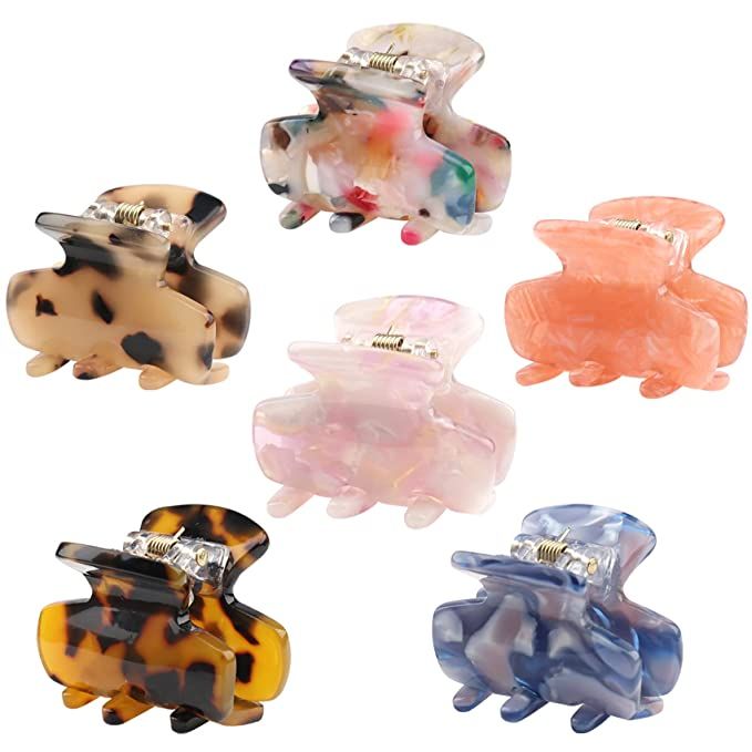 Amazon.com : 6 PCS Small Hair Claw Clips 1.4 Inch Tortoise Claw Clips for Women Girls Mini Size L... | Amazon (US)
