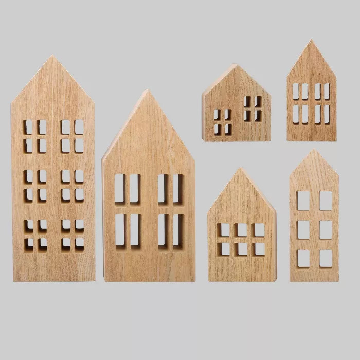 6ct Wood Houses Natural - Bullseye's Playground™ | Target