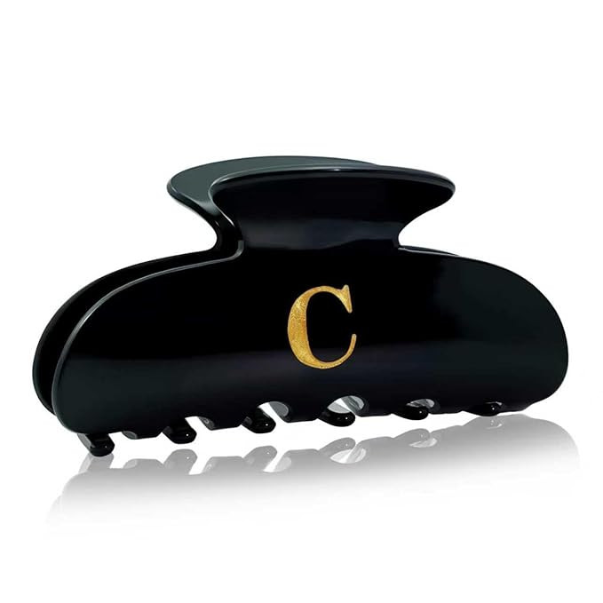 Birthday Gifts for Girls - Black Acrylic Letter Hair Clips, Monogram Hair Claw Alphabet Large Hai... | Amazon (US)