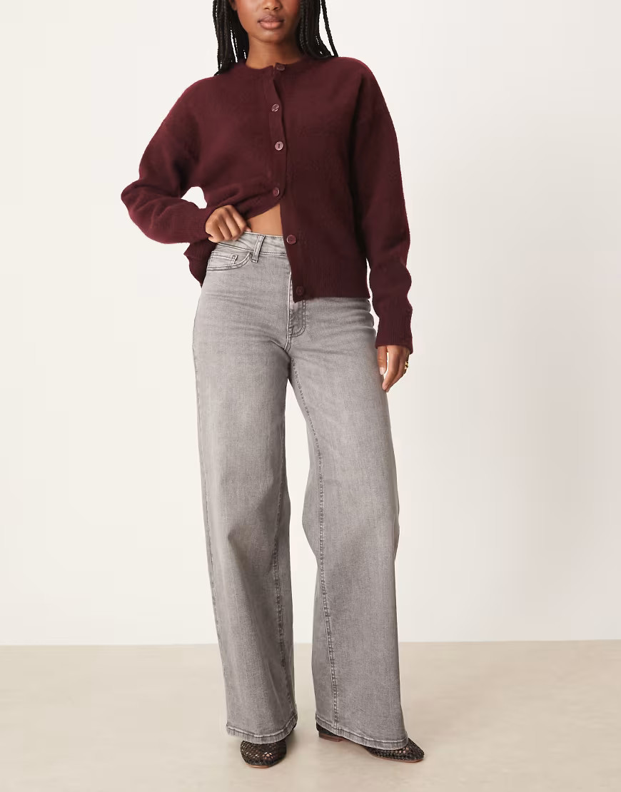 JDY high waist wide leg jeans in gray denim | ASOS (Global)