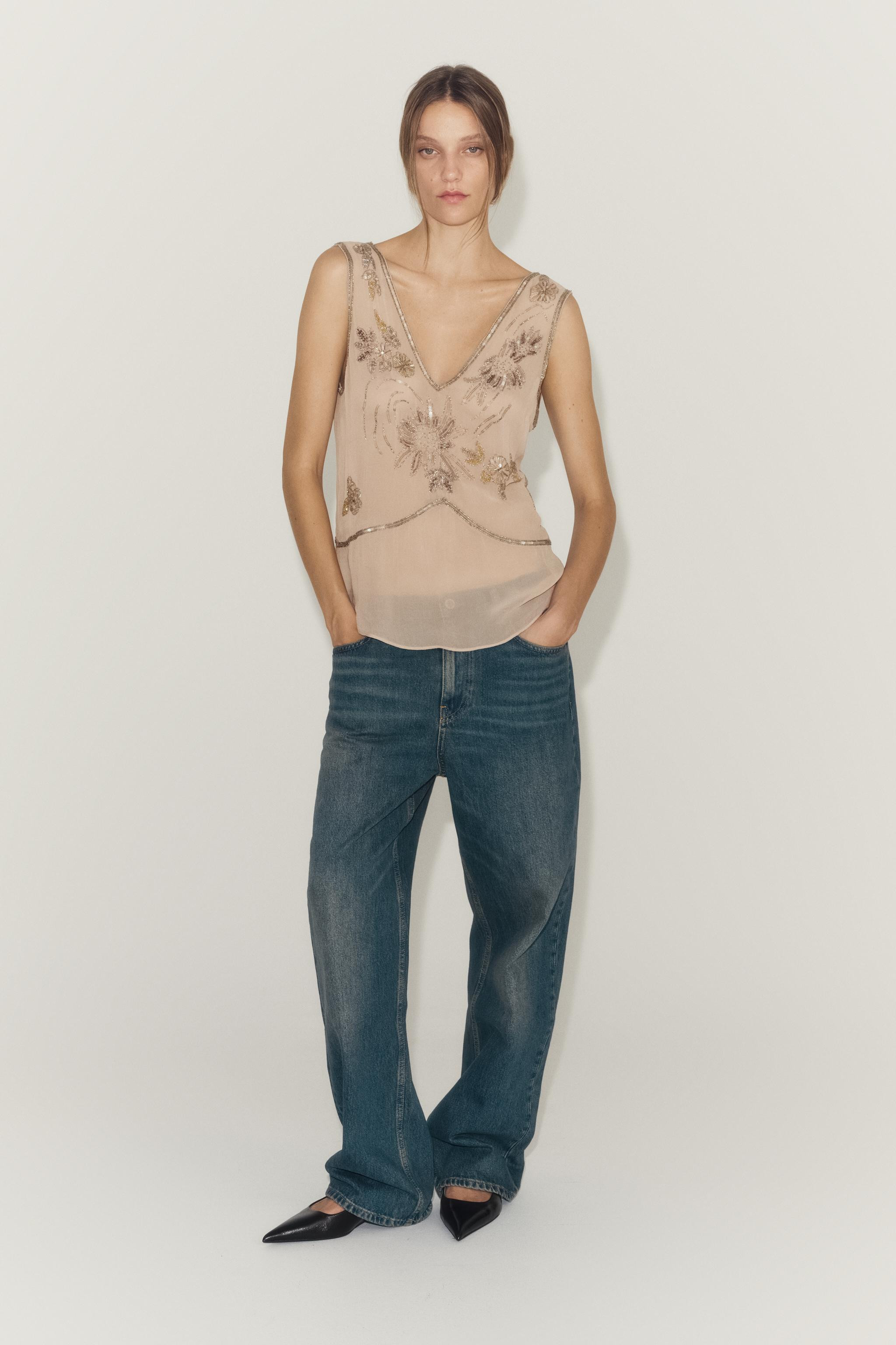 ZW COLLECTION EMBROIDERED TOP | Zara US