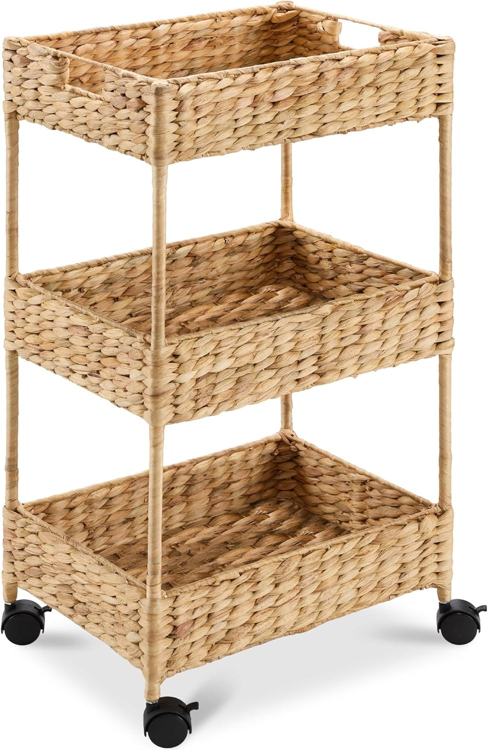 Best Choice Products 3-Tier Water Hyacinth Rolling Nursery Caddy w/Wheels, Utility Cart, Storage ... | Amazon (US)