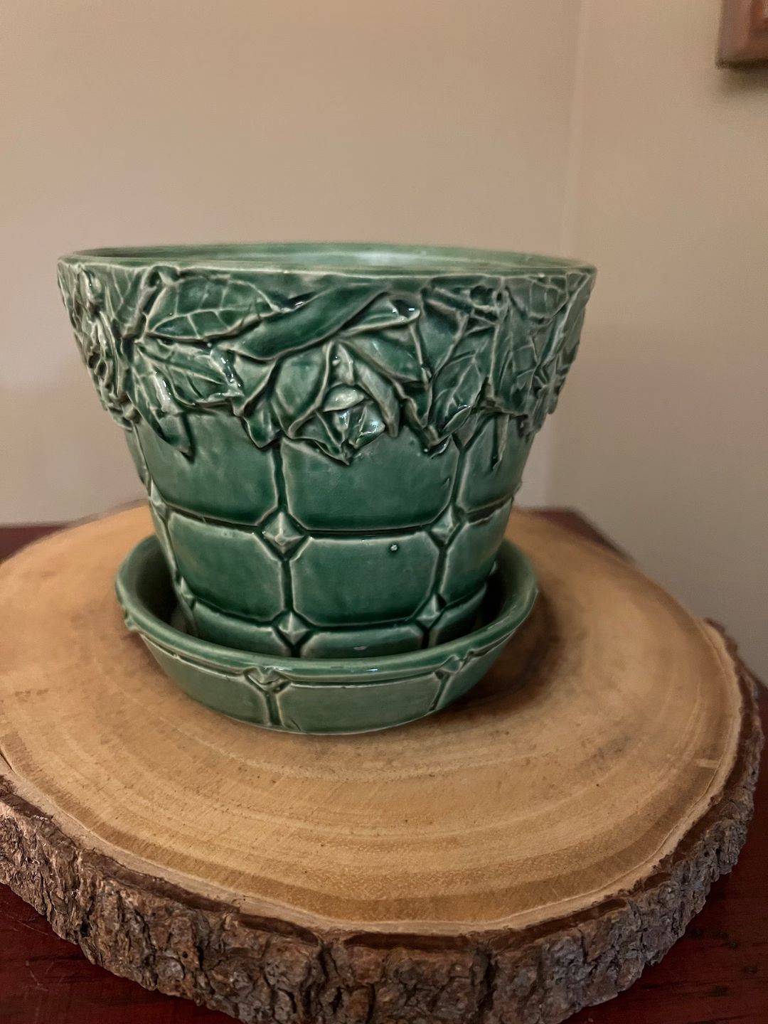 Vintage Mccoy Green Quilted Flower Pot - Etsy | Etsy (US)