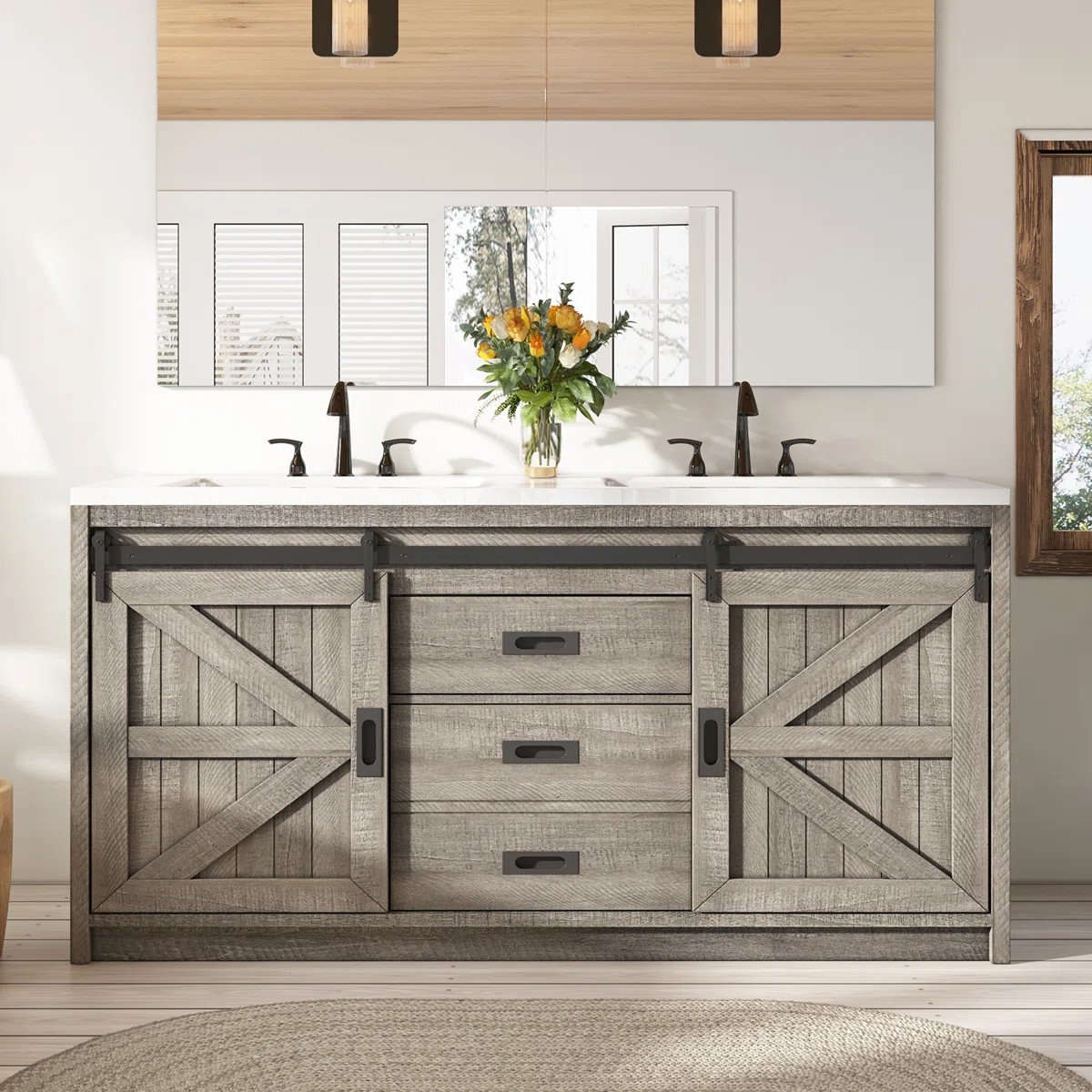 Chimira 2-Drawer 2-Door Manufactured Wood Double Sink Bathroom Vanity | Wayfair North America