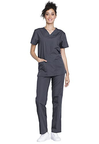 CHEROKEE womens Unisex Top and Pant Medical Scrubs Set, Pewter, Small US | Amazon (US)