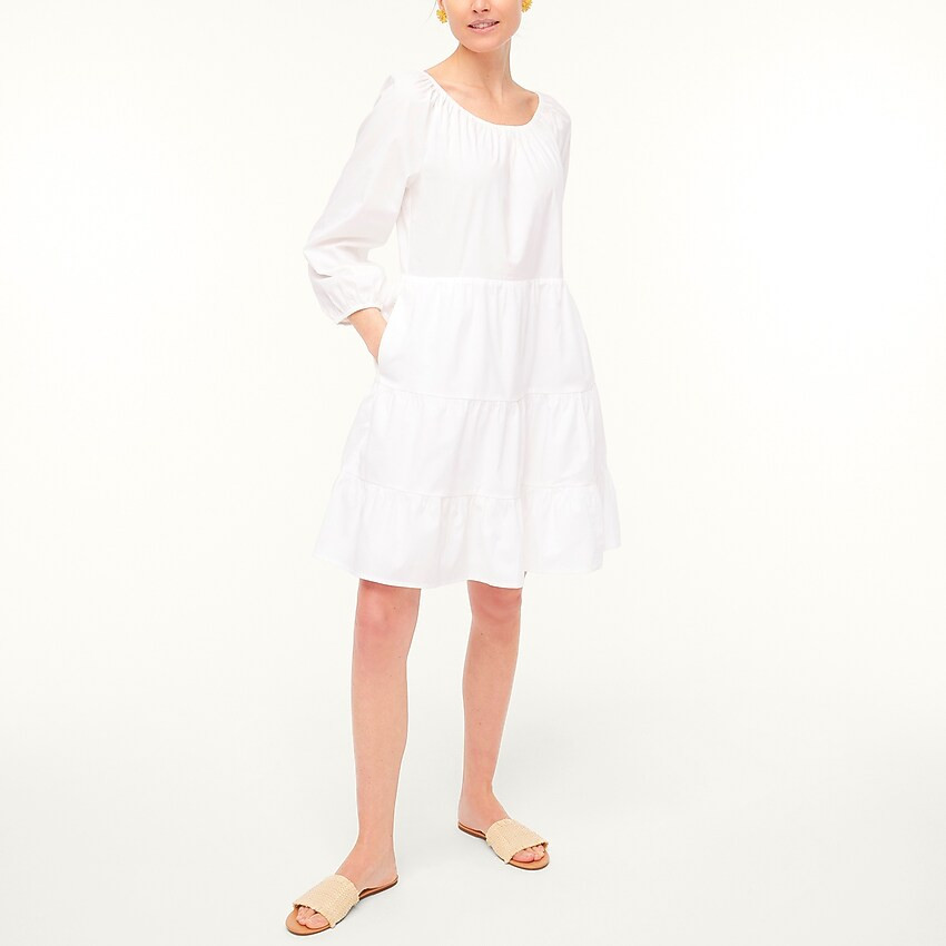 Cotton poplin raglan tiered mini dress | J.Crew Factory