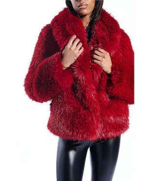 Simona Faux Fur Oversize Shawl Collar Open Front Jacket | Dillard's