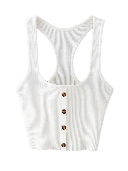 'Hazel Y-back Buttoned Ribbed Top | Goodnight Macaroon