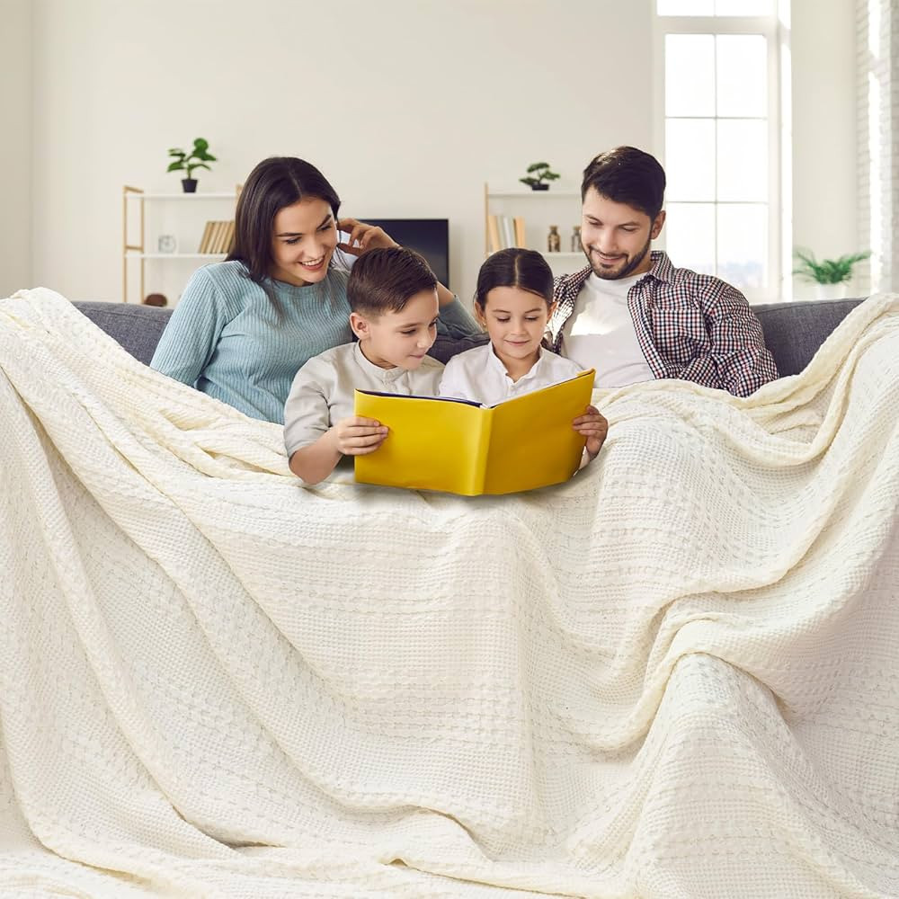Amazon.com: PHF 100% Cotton Waffle Weave Blanket Oversized King 120"x120"- Giant Big Lightweight ... | Amazon (US)