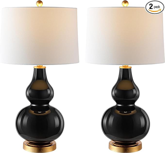 SAFAVIEH Lighting Collection Karlen Modern Contemporary Black/ Gold Leaf Double Gourd 29-inch Bed... | Amazon (US)