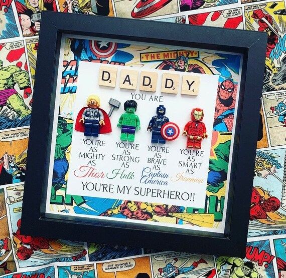 Daddy You are my Superhero Frame, Daddy Shadowbox, Daddy from Child superhero gift, Father's Day ... | Etsy (US)