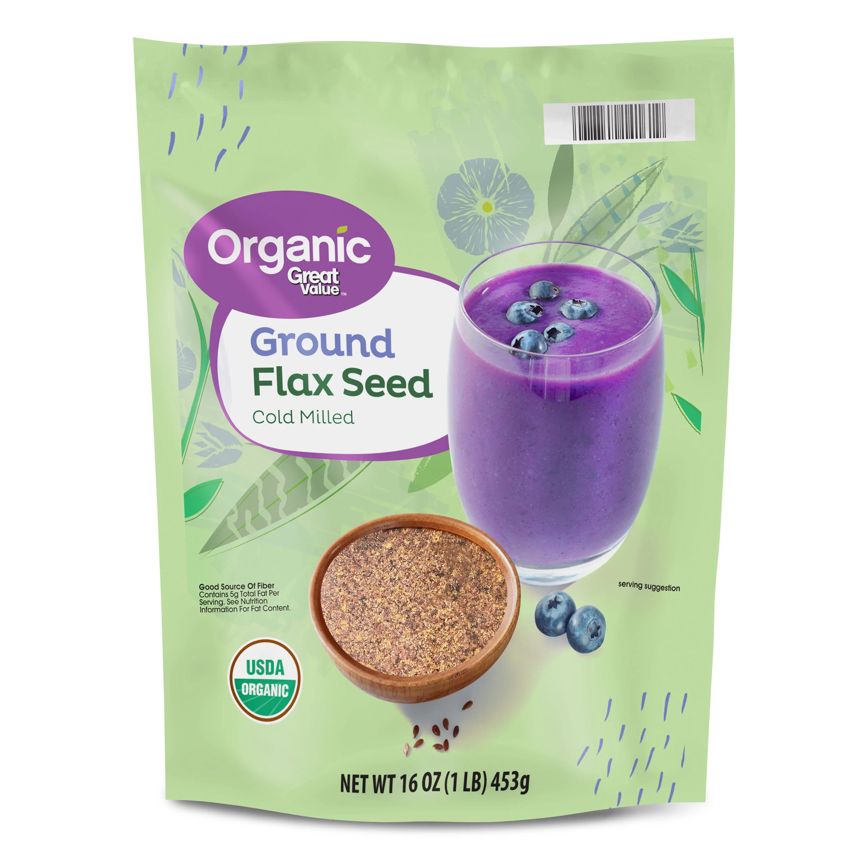 Great Value Organic Ground Cold Milled Flax Seed, 16 oz (453g) – USDA Certified, Allergen-Free | Walmart (US)