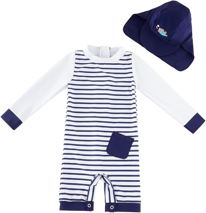 UMELOK Baby Boys UPF 50+ Sun Protection One Piece Rashguard Swimsuit with Snap Bottom | Amazon (US)