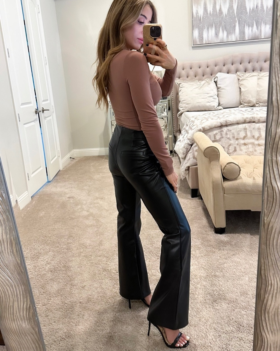 Bodysuit on sale code AFBELBEL faux leather flare pants size 24s code AFBELBEL 

#LTKsalealert #LTKunder100 #LTKunder50