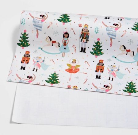 $3 target Christmas wrapping paper! Nutcracker, candy canes, and tree wrapping paper. 

#LTKfamily #LTKSeasonal #LTKHoliday