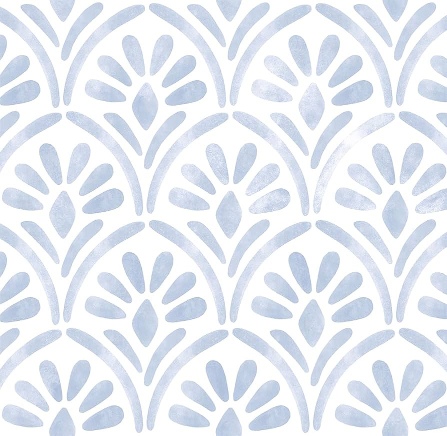Hopepak 17.3"x197" Blue Peel and Stick Wallpaper for Bedroom Bathroom Geometric Sector Wall Paper... | Amazon (US)