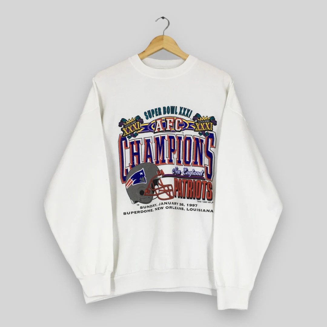 Vintage 90s New England Patriots NFL Sweatshirt Xlarge Patriots Super Bowl Afc Champions Sweater ... | Etsy (US)