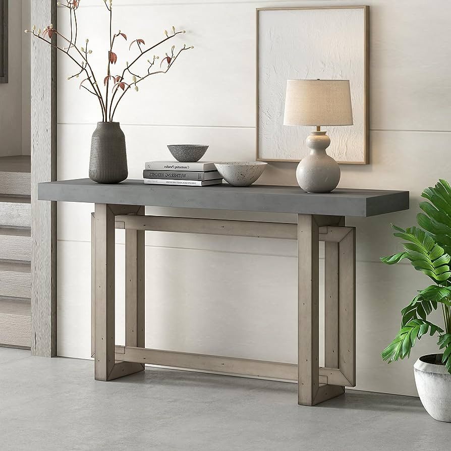 Aiuyesuo Versatile Contemporary Console Table with Industrial-Inspired Concrete Wood Top, Extra L... | Amazon (US)