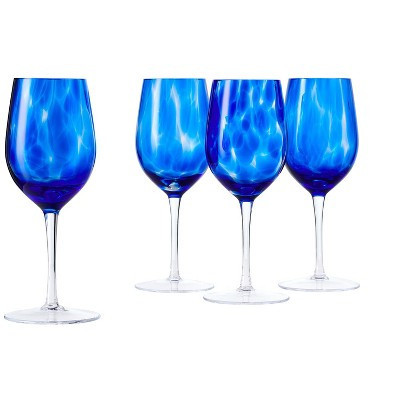 Blue Rose Polish Pottery 10oz. Cobalt Confetti Wine Glass Set | Target