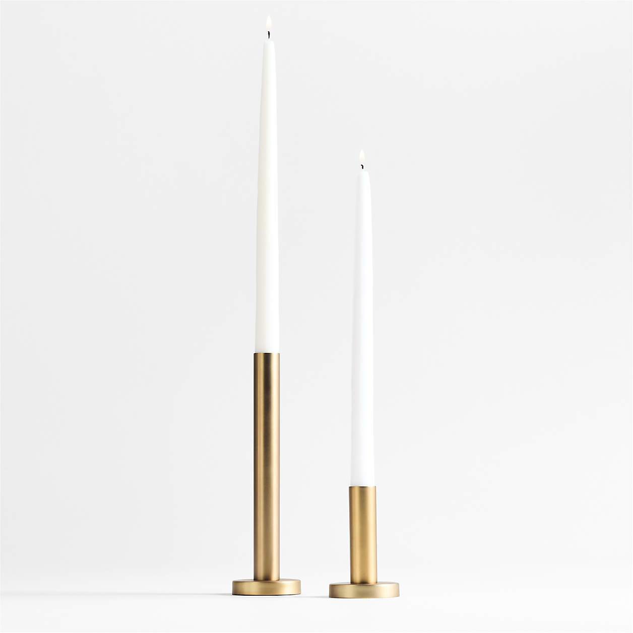 Orion Small Brass Finish Taper Candle Holder + Reviews | Crate & Barrel | Crate & Barrel
