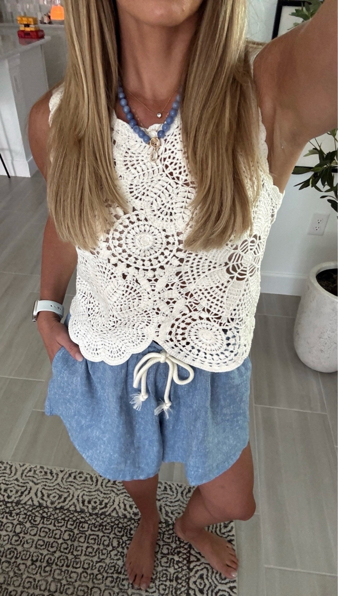OOTD wearing crochet tank top and target linen shorts - small in both!

#LTKootd #LTKSeasonal