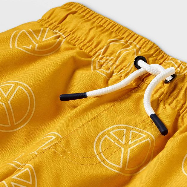 Toddler Boys' Peace Sign Print Swim Trunks - Cat & Jack™ Yellow | Target