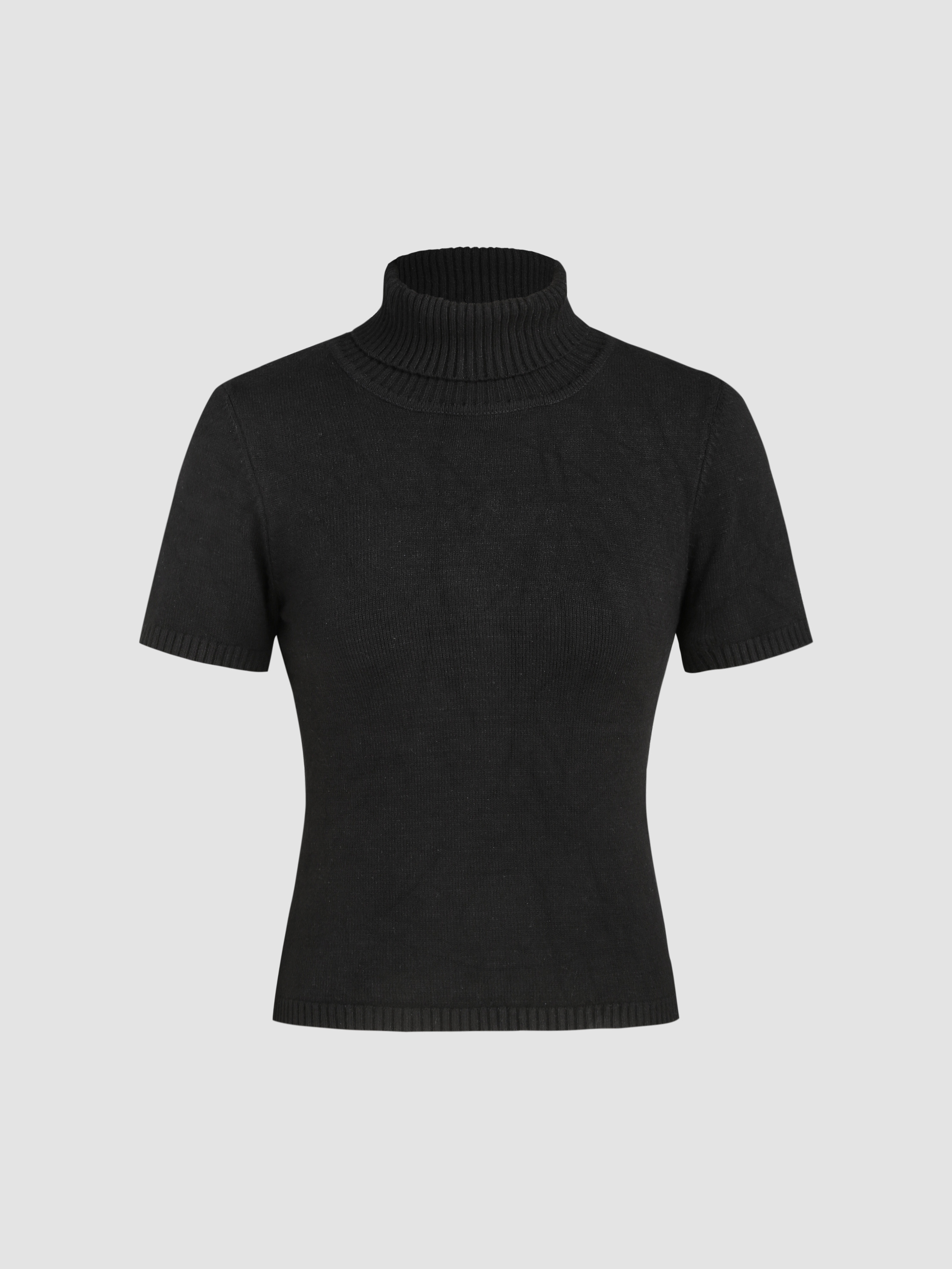 Knit Fabric Solid Turtleneck Knit Top For School Daily Casual Coffee Shop Work Home | Cider