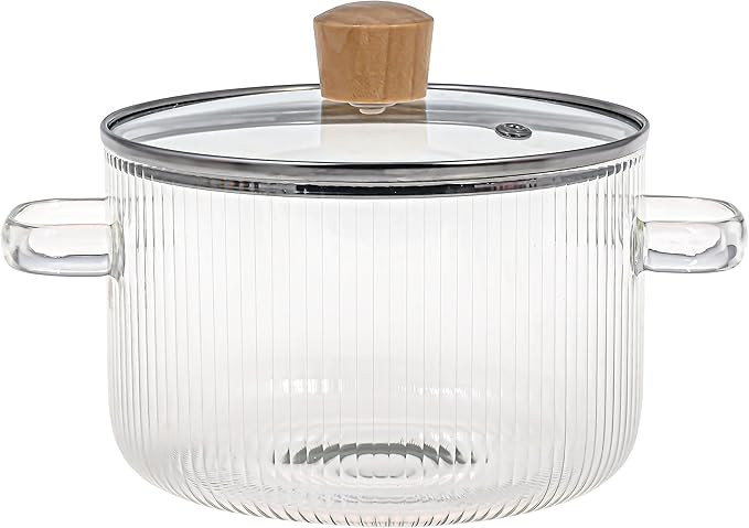 Glass Cooking Pot with Lid - 1.6L(54oz) Heat Resistant Borosilicate Glass Cookware Stovetop Pot S... | Amazon (US)