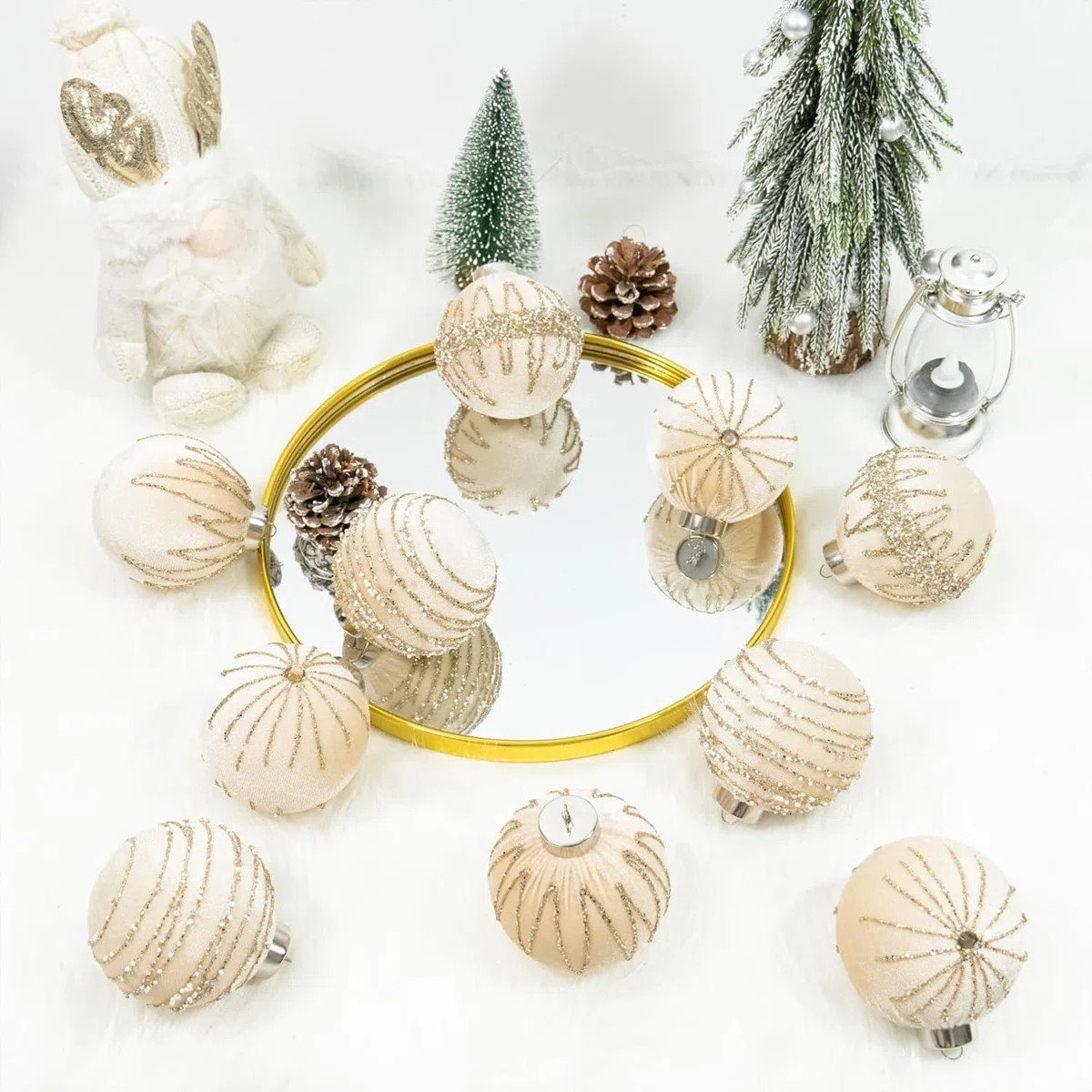 12 Pcs Velvet Christmas Tree Ornaments 3Inch Flocked Ball Decorations With Hanging Loops For Wrea... | Wayfair North America
