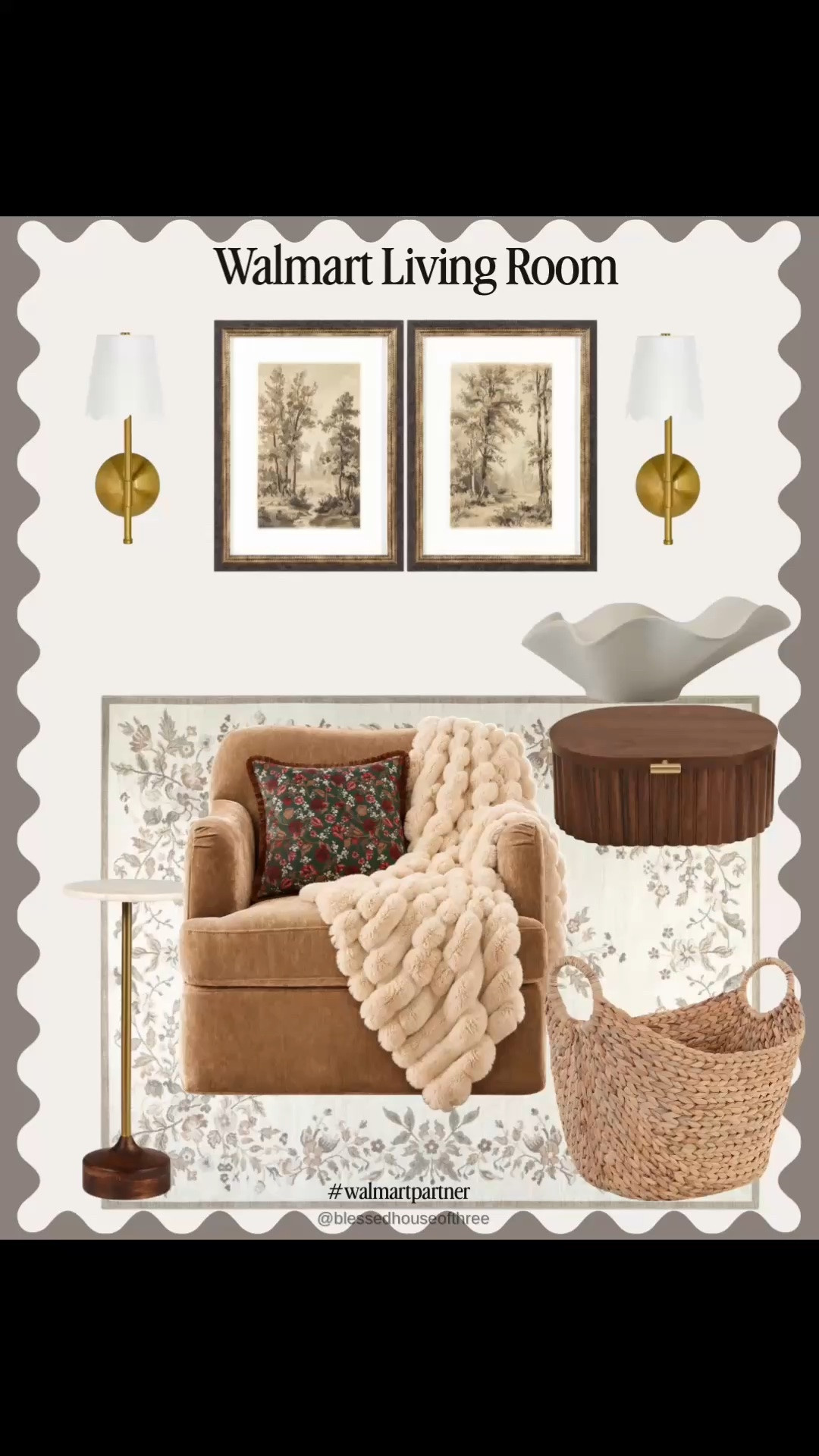 Affordable Walmart home decor that looks so much more expensive than it is! 🤎 If you love warm, cozy interiors, neutral home decor, and designer-inspired furniture on a budget, these Walmart living room and dining room finds are worth checking out!

I rounded up beautiful pieces for creating a cozy, collected home, including warm wood dining tables, upholstered accent chairs, vintage-inspired floral area rugs, brass wall sconces, wood cabinets, and affordable decorative accents.

The living room finds are perfect for creating a warm, inviting space with cozy textures, while the dining room furniture has that timeless, elevated look I love. From modern organic style to traditional-inspired decorating, there are so many beautiful ways to mix these pieces into your home.

And don’t miss the smaller details! The woven baskets, decorative vases, pillows, and cozy throws are perfect for adding texture and warmth without completely redecorating.

Shop my Walmart living room ideas, dining room furniture, affordable home decor, and cozy fall decorating favorites all linked here!

#walmarthome #walmartfinds #affordablehomedecor #livingroomdecor #diningroomdecor