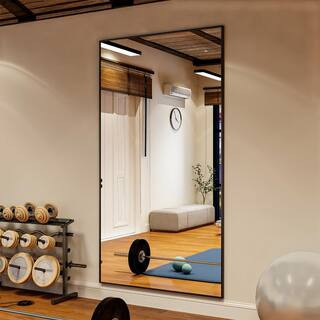 XRAMFY 30 in. W x 71 in. H Rectangular Black Aluminum Alloy Framed Modern Oversized Wall Mirror B... | The Home Depot