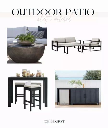 Outdoor patio furniture, outdoor dining set, patio refresh, patio furniture, Modern black metal patio set and patio table with bar stools, outdoor kitchen cabinets , outdoor modern coffee table

#LTKSeasonal #LTKFamily #LTKHome