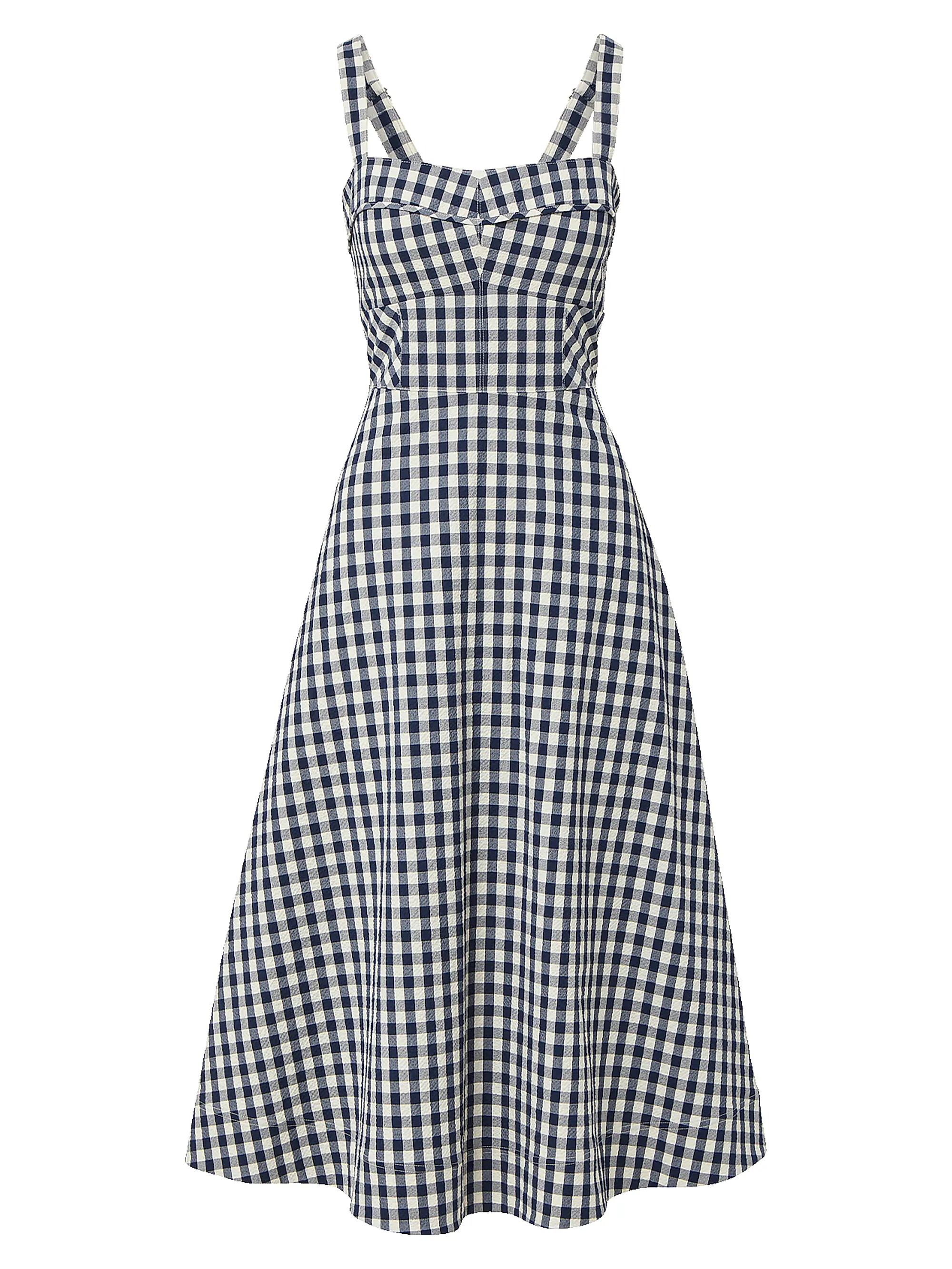 Veronica Beard Aila Gingham Midi-Dress | Saks Fifth Avenue | Saks Fifth Avenue