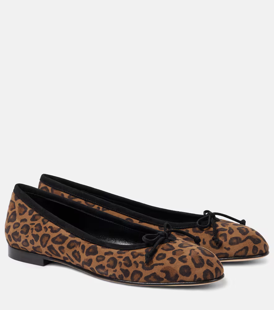 Manolo Blahnik Veralli leopard-print suede ballet flats | Mytheresa (INTL)