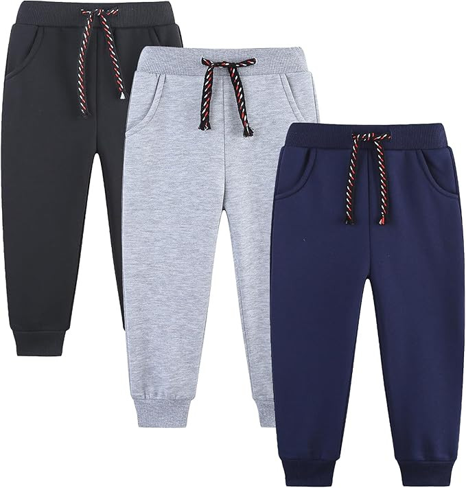 3 Pack Boy's and Girl's Fleece Pull on Jogger Sweatpant with Pockets and Drawstring 2-13 Years | Amazon (US)