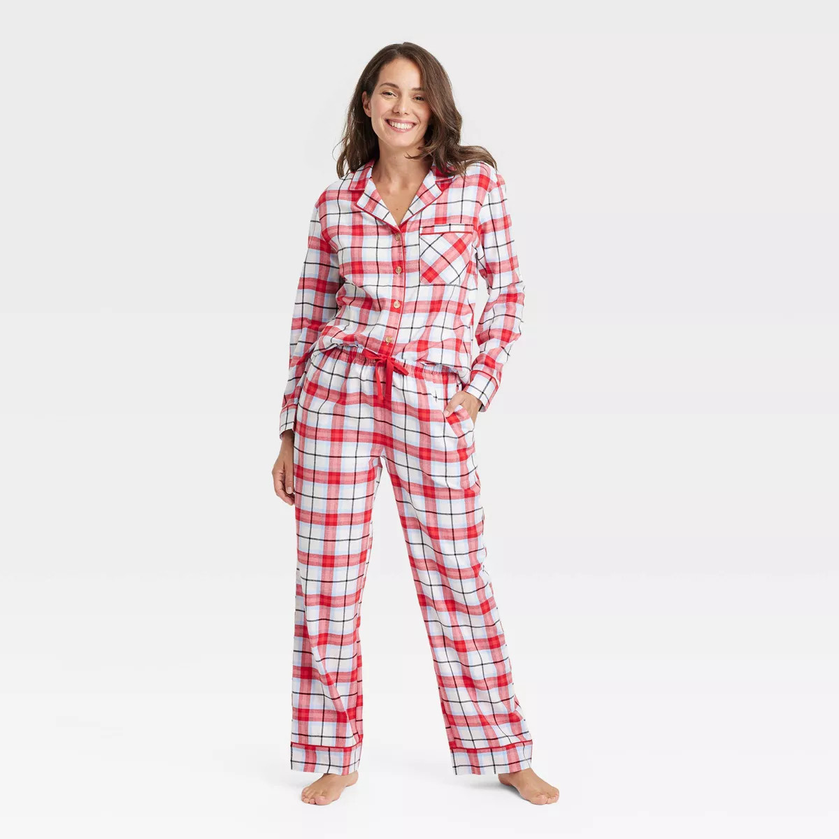 Women's Plaid Flannel Holiday Matching Family Pajama Set - Wondershop™ White | Target