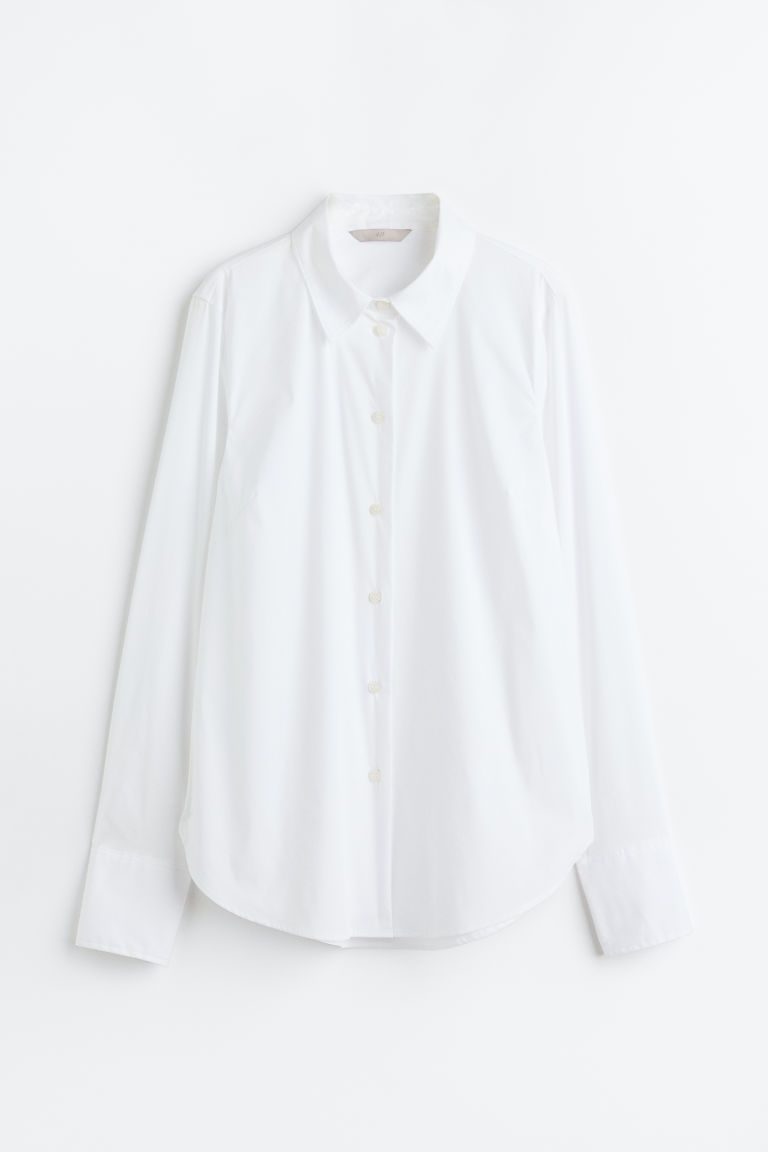 H & M - Cotton-blend Shirt - White | H&M (US + CA)