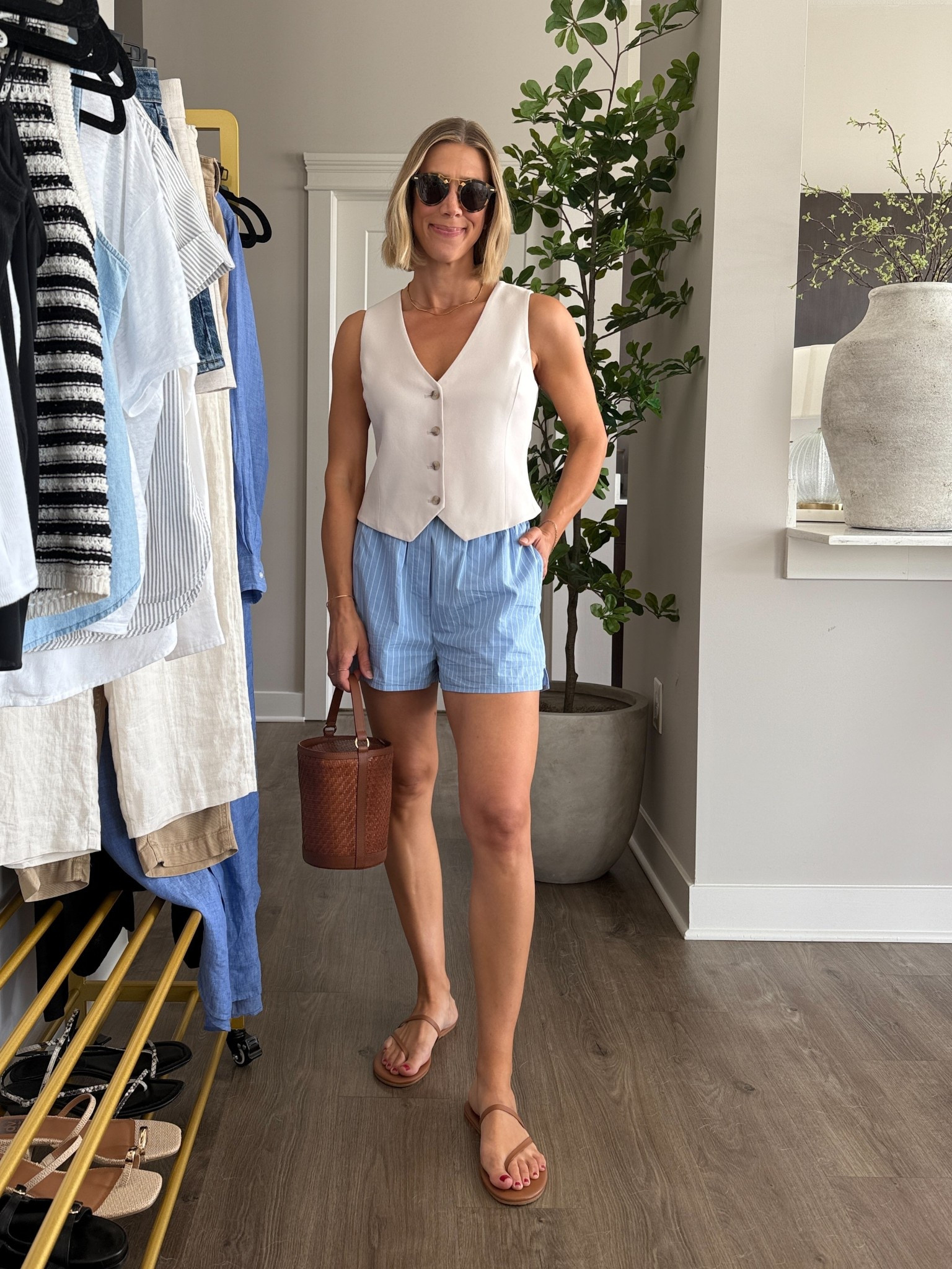 Wearing XS poplin shorts, 2 vest, sandals tts 

#LTKFindsUnder50 #LTKFindsUnder100 #LTKStyleTip