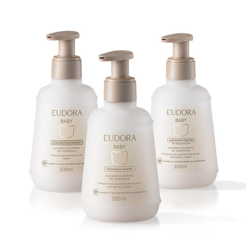 Combo Eudora Baby: Shampoo 200ml + Condicionador 200ml + Sabonete Líquido 200ml | Eudora | Eudora (BR)