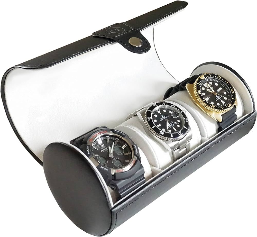CASE ELEGANCE Travel Watch Case Roll Organizer for Men | Vegan Faux Leather Watch Display Case | ... | Amazon (US)
