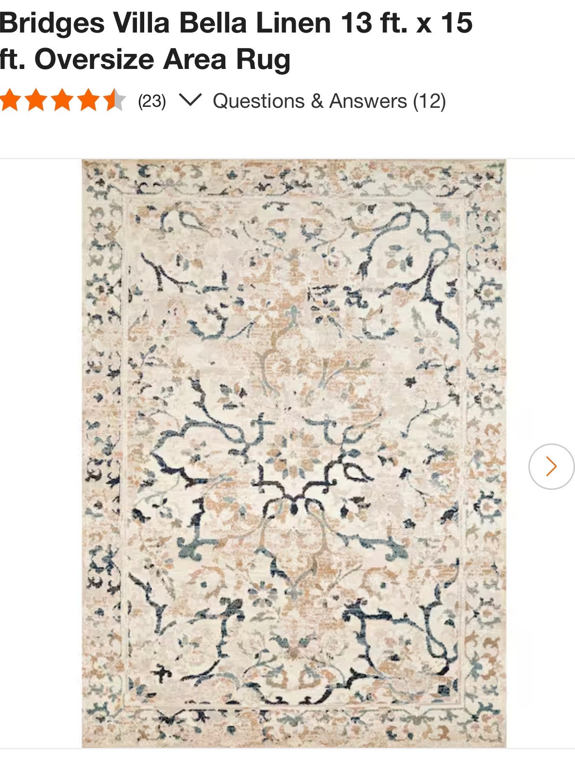 Bridges Villa Bella Linen 13 ft. x 15 ft. Oversize Area Rug 

#LTKHome #LTKSaleAlert #LTKOver40
