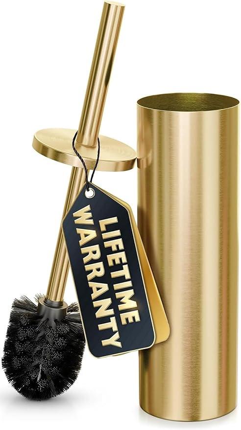 Gold Toilet Brush and Holder Set - Brushed Stainless Steel Gold Toilet Bowl Brush and Holder with... | Amazon (US)