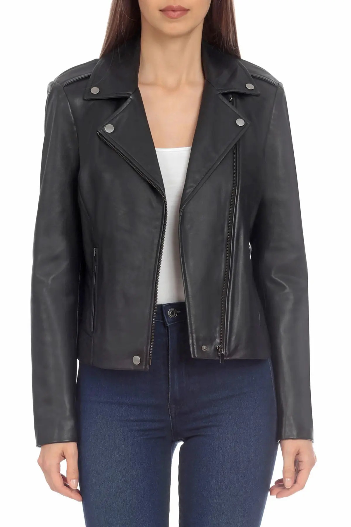 Badgley Mischka Lamb Leather Biker Jacket at Nordstrom Rack | Nordstrom Rack