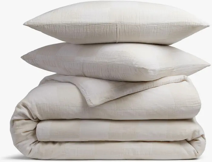 Check Cotton Gauze Duvet Cover & Shams Set | Nordstrom