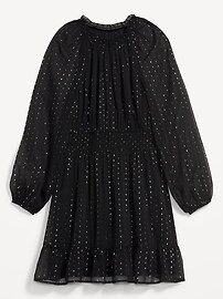 Waist-Defined Metallic Swiss Dot Smocked Mini Dress for Women | Old Navy (US)