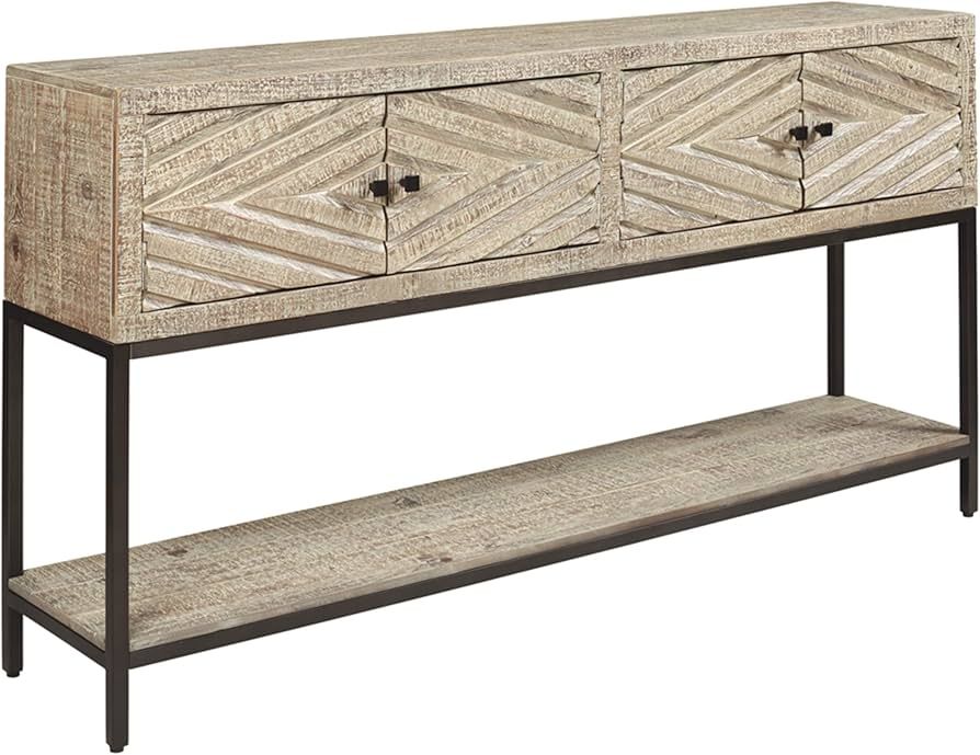 Signature Design by Ashley Roanley Vintage Distressed Console Sofa Table, Antique White | Amazon (US)