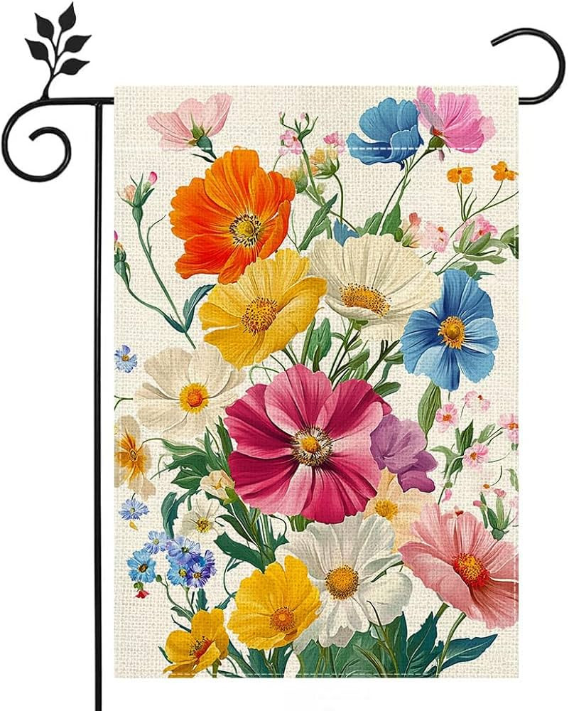 Spring Summer Colorful Floral Garden Flag for Outside 12x18 Inch Double Sided Flower Yard Outdoor... | Amazon (US)